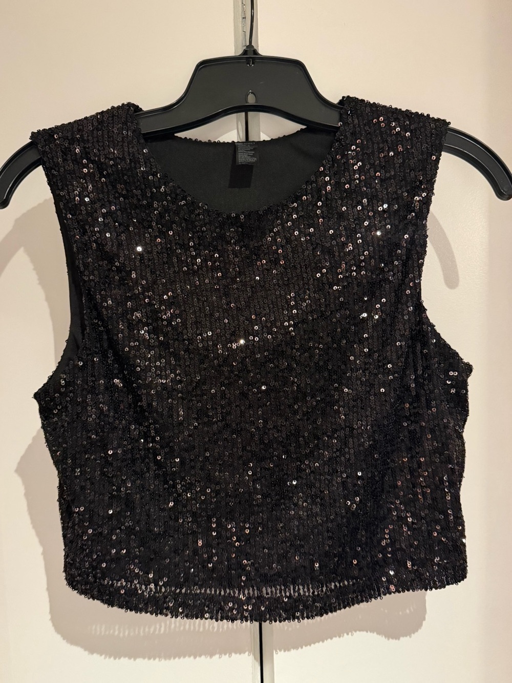 Mermaid Noli Sequin Crop Tank Black - Size Small